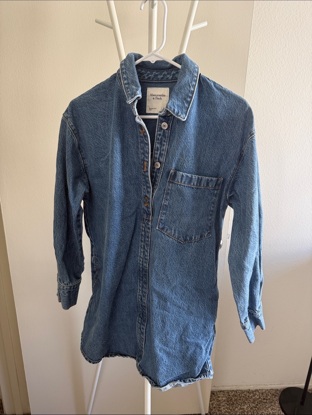 Abercrombie & Fitch Blue Denim Button-Up Shirt Jacket